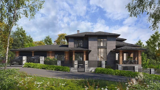 create 3d building elevation and exterior architectural rendering
