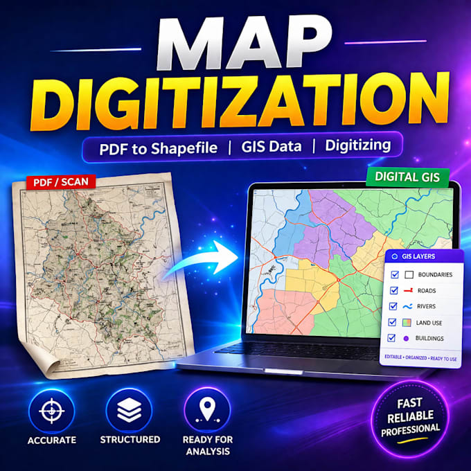 do map digitization convert PDF image to gis shapefile