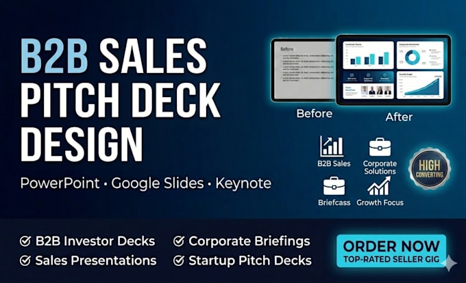 design, redesign b2b sales pitch deck in powerpoint, google slides and keynotes