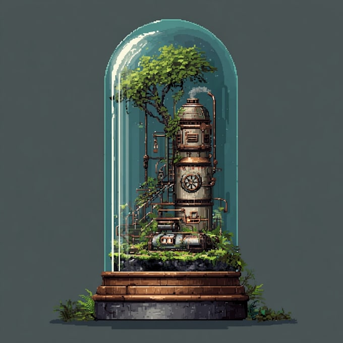 create steam capsule art in pixel art style