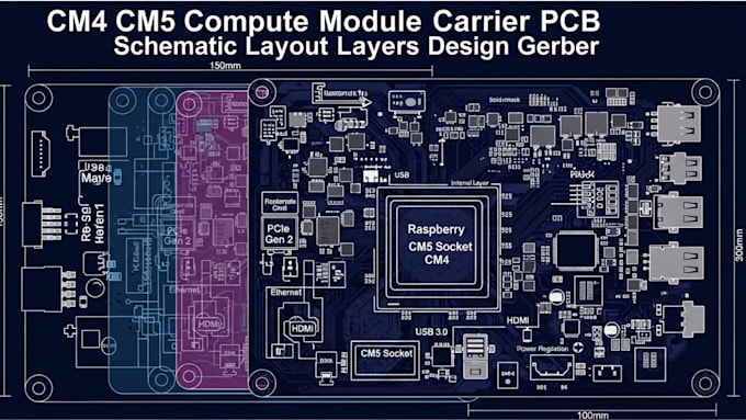 create cm4 cm5 compute module carrier pcb schematic layout layers design gerber