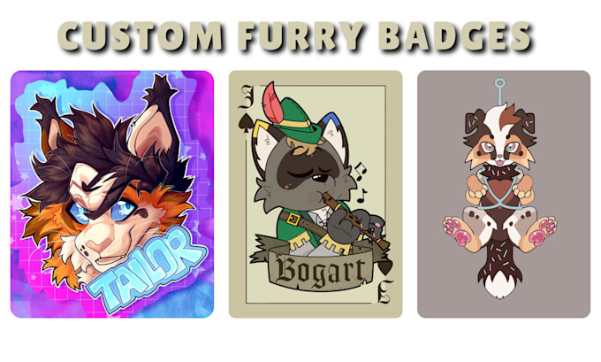 Dessiner badge furry personnalisé, icône furry, pfp furry, portrait ...