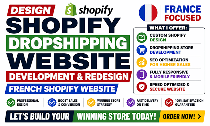 design shopify dropshipping website development redesign french shopify website