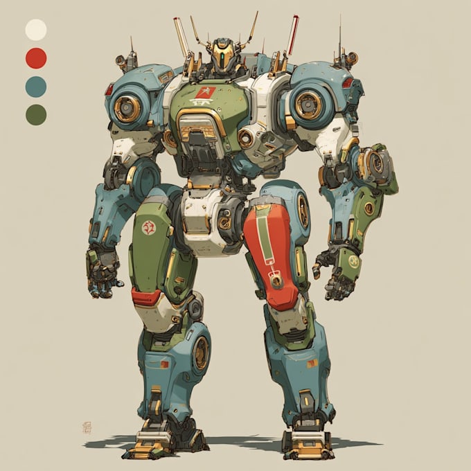 draw mecha robot armor character concept for you