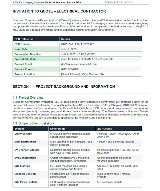 write your rfp, rfi, rfq, bid proposal for mep systems