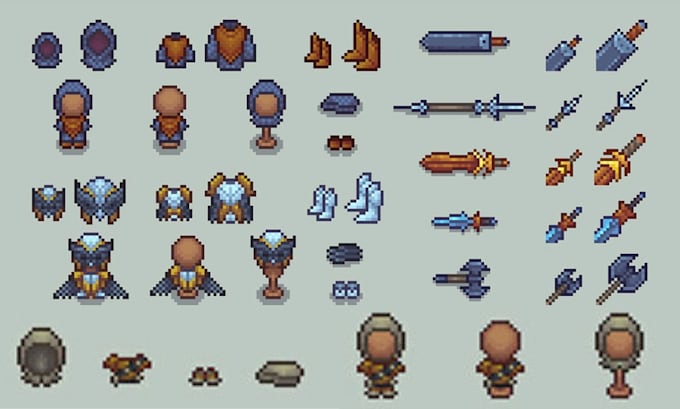 do pixel art icon,items, game ui,assets,character skill ability icon indie game