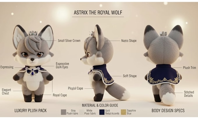 do plushie reference sheet tech pack custom stuffed animal toy ych concept art