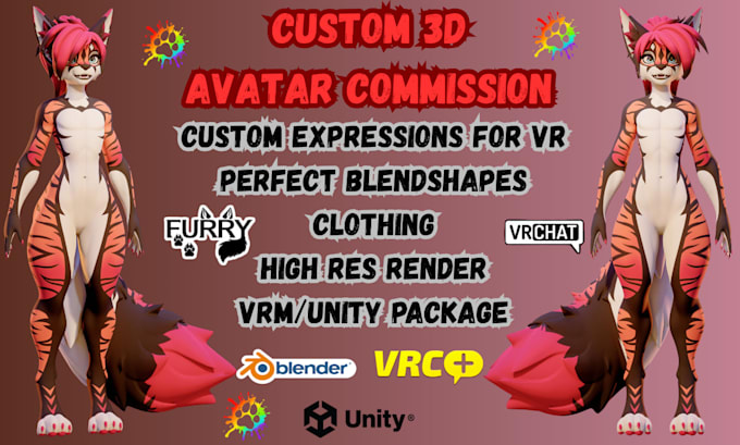 model 3d nsfw vrchat avatar, furry vtuber model, vseeface vrm, animaze, vbridger