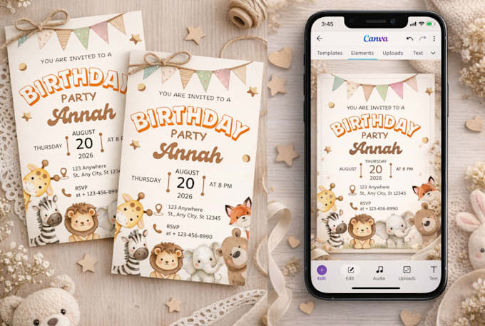 design editable birthday invitations in canva