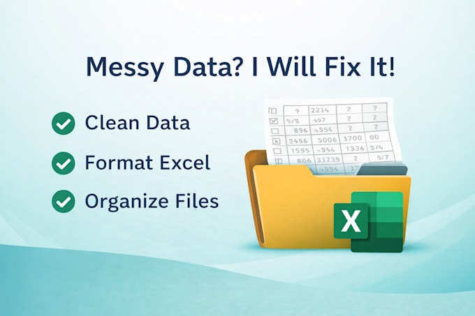 do data cleaning, excel data entry, formatting and data processing
