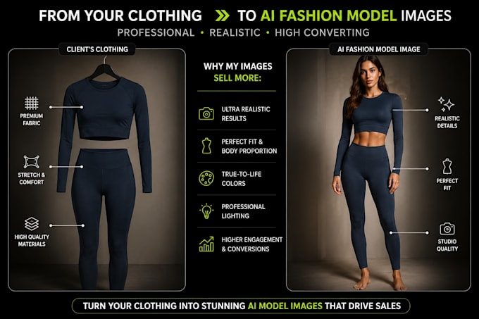 create an ai fashion model wearing your clothing