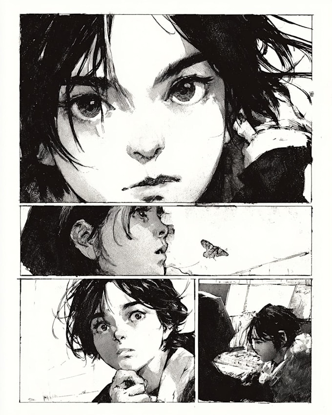 create colored and bw manga page for you
