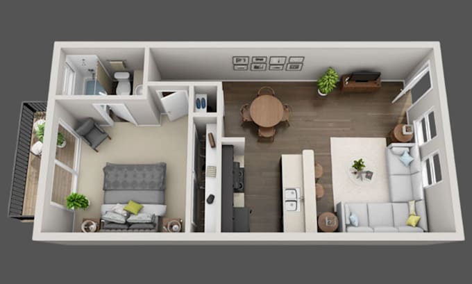 convert 2d floor plan to photorealistic 3d floor plan design rendering autocad