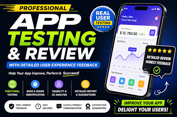 app test review mobile app for user experience and feedback app improvement rate