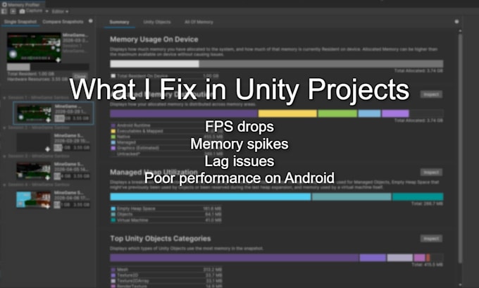 optimize your unity mobile game performance and fix lag
