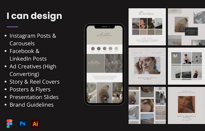 design social media posts and branding content