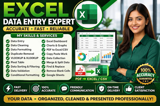 do excel data cleaning, data entry, formatting, and vlookup