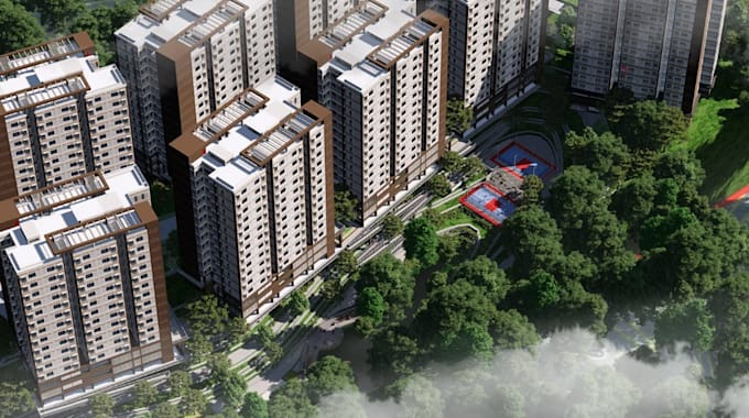 3d residential real estate,high rise apartment,master plan design,cgi rendering