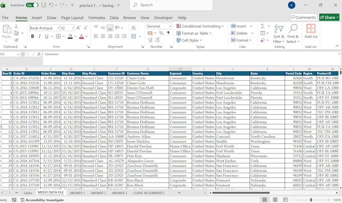 do excel data cleaning, formatting, and data processing with sorting