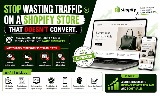 fix your shopify store and increase conversion rate and sales