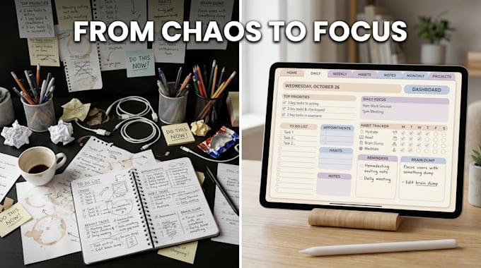 design an adhd hyperlinked digital planner for focus and productivity