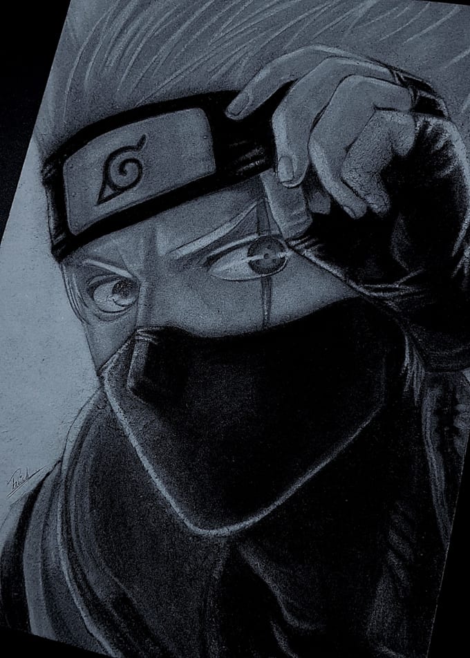make charcoal or graphite anime portraits
