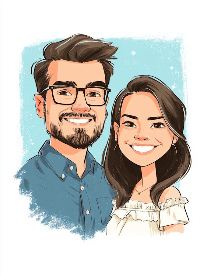 draw beautiful couples caricature