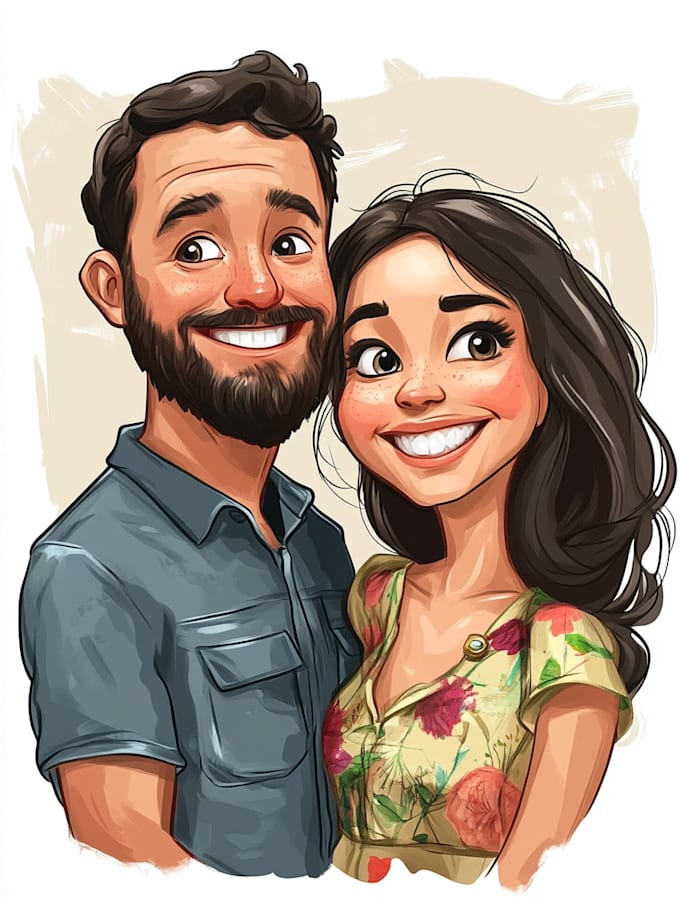 draw funny couple caricatures for you