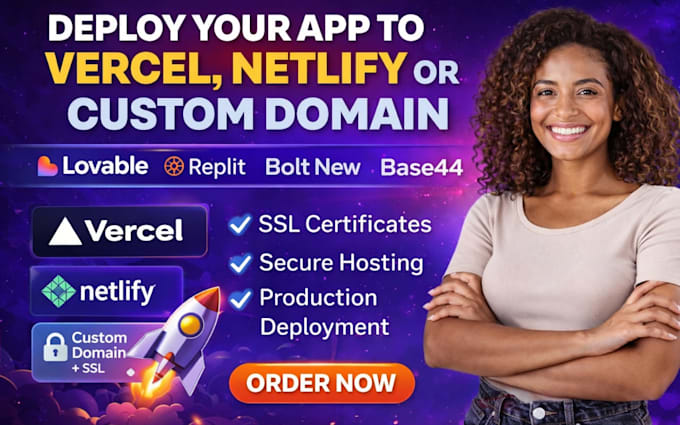 deploy lovable ai website replit bolt base44 app to vercel netlify custom domain