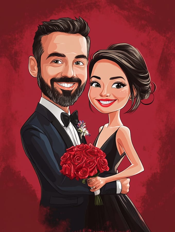 make a depict a couples caricature design