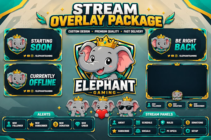 design twitch overlay and full stream package for streamers