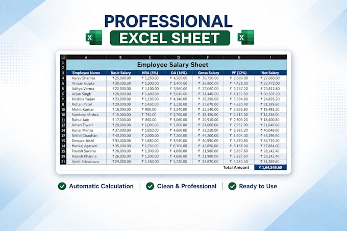 design professional excel sheets for billing, sales and reports
