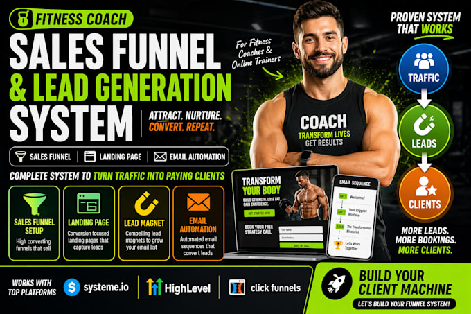 build fitness coach sales funnel online coach lead generation email automation