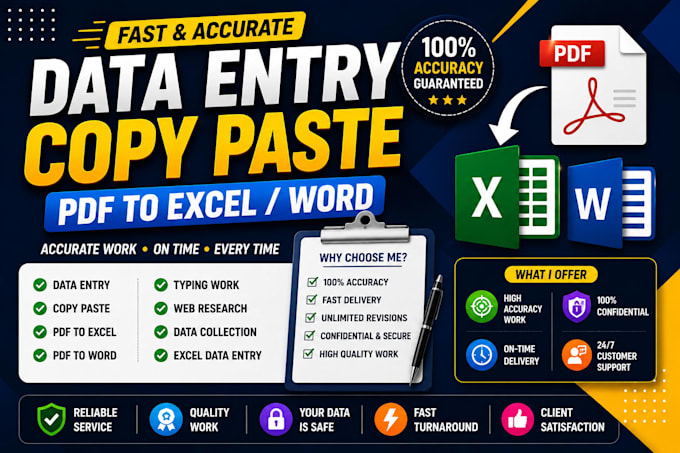 Do data entry, copy paste, pdf to excel work by Anum_webdevelop | Fiverr