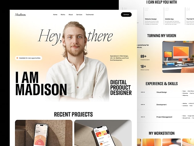 design a modern portfolio website using framer