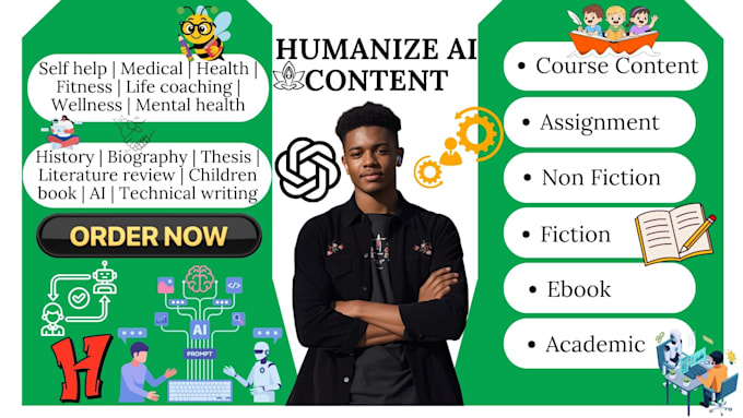 humanize expert academic writer services, technical ai content, self help, ebook