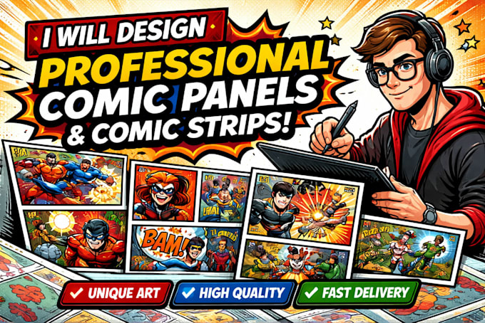 design professional comic panels and comic strips