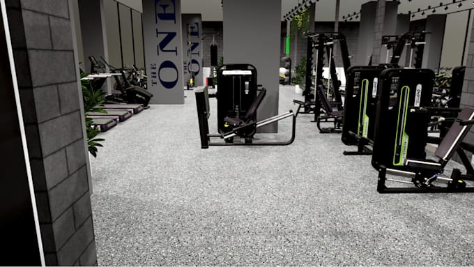 create gym design interior design with 3d rendering  image