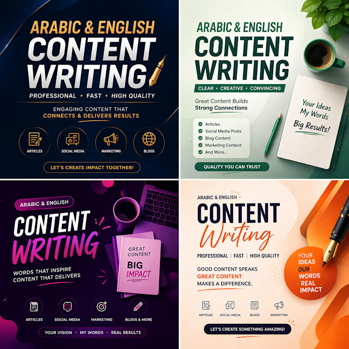 write professional arabic and english content posts