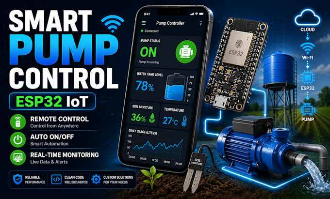build an esp32 iot water pump controller and remote automation