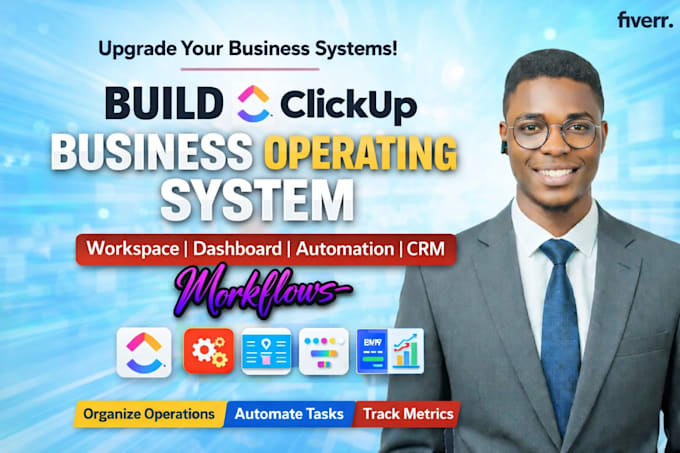 build clickup workspace, dashboard, automation and business operating system