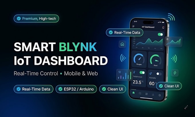 design a custom blynk iot dashboard for mobile and web
