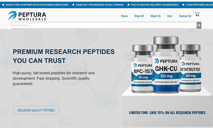 build peptide website research peptide shopify store peptide ecommerce website