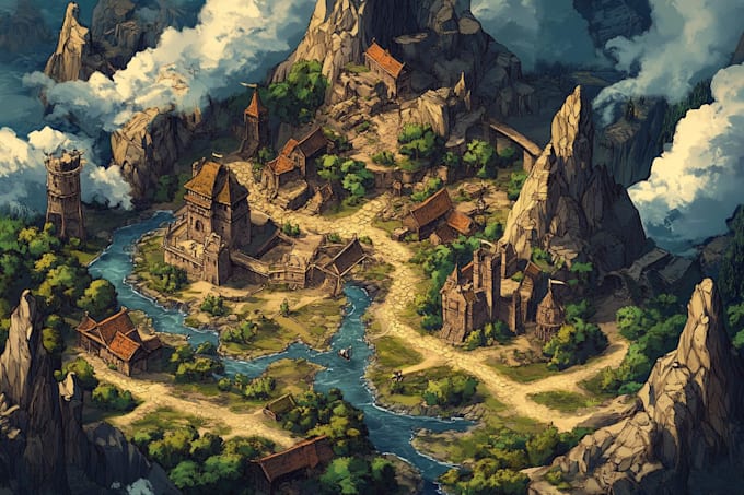 create a fantasy map illustration for map