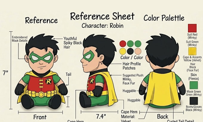 draw custom plush reference sheet teck pack stuffed animal character ych concept