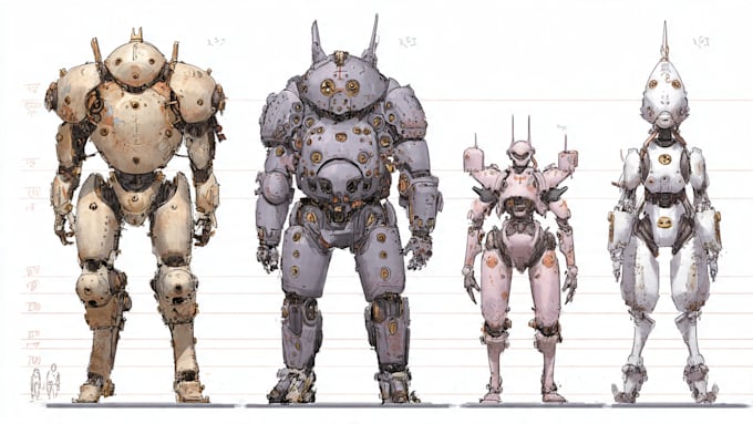 design sci fi mecha and robot concept art