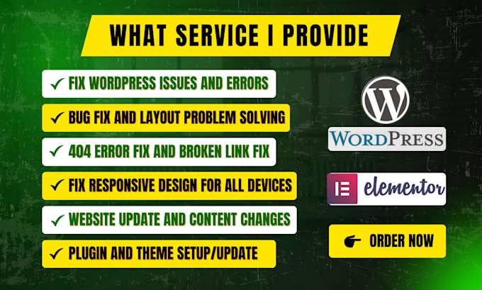 fix wordpress issues, bugs, 404 errors, responsive problems and update website