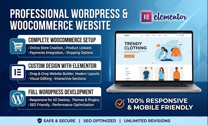 create a modern, fast and fully responsive wordpress website using elementor
