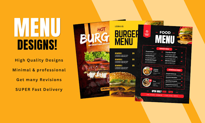 design amazing editable food restaurant menu