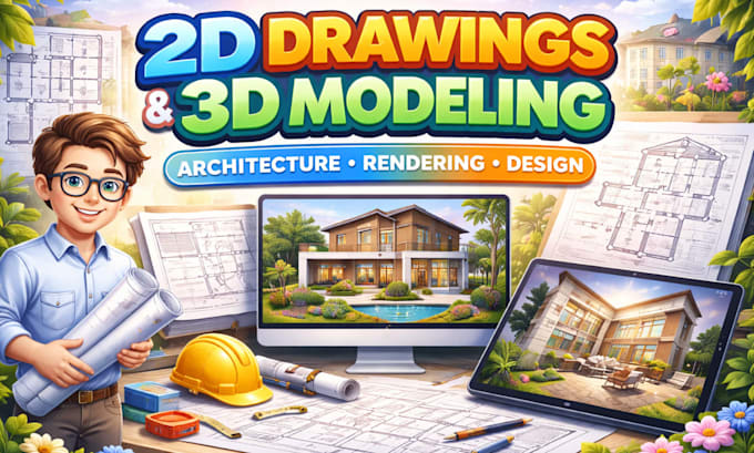 do architectural 2d drawings, 3d modeling and rendering